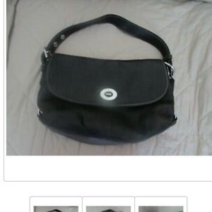 Coach H1068-F15170 Black leather turn lock handbag